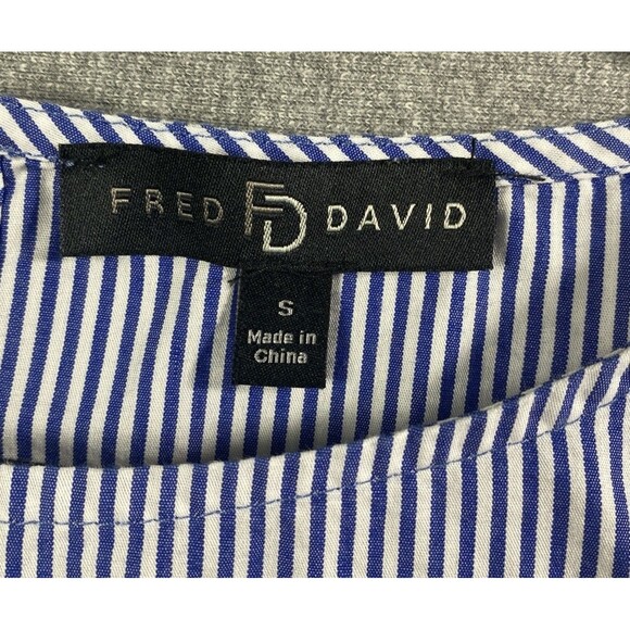 Fred David Striped Embroidered Flowers Bell Sleeves Blouse Size S - Picture 4 of 4